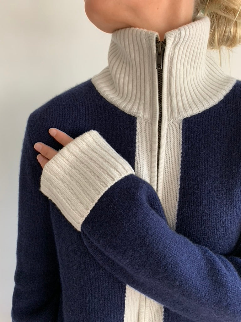 Contrast cardigan Navy / Offwhite
