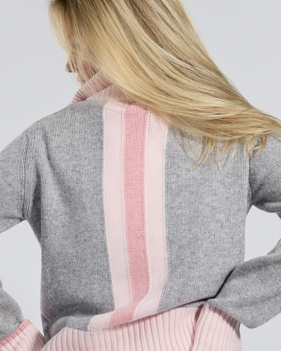 Contrast cardigan Lysgrå/lysrosa/rosa