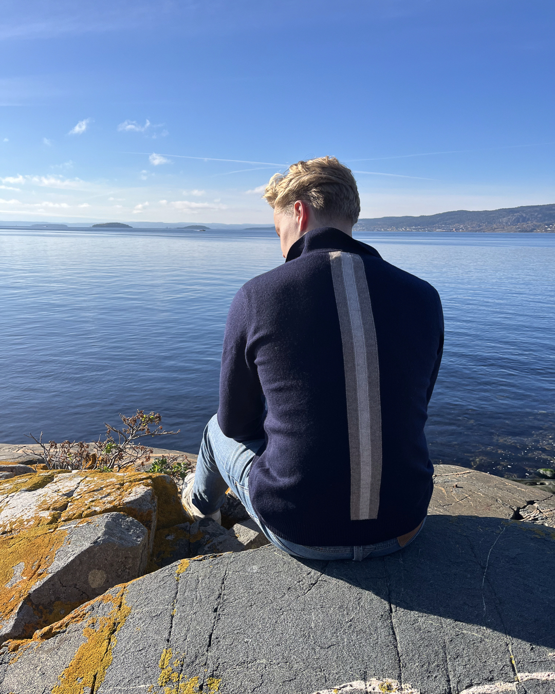Fredrik cardigan - Navy/ sand/toast