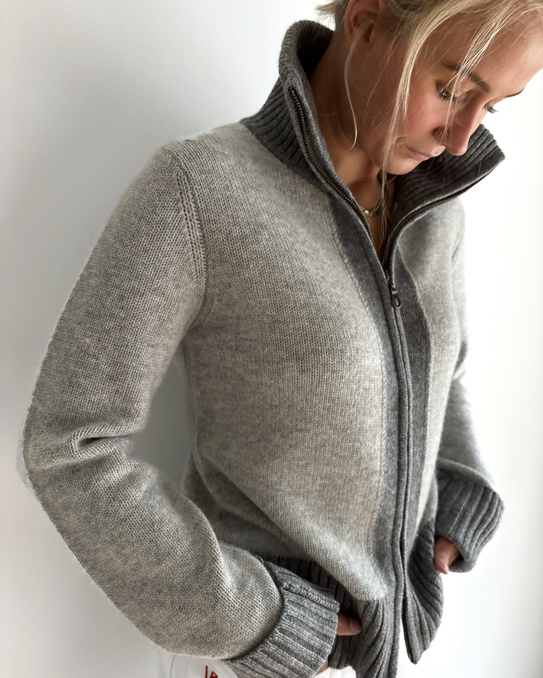 Contrast cardigan Grey/light grey