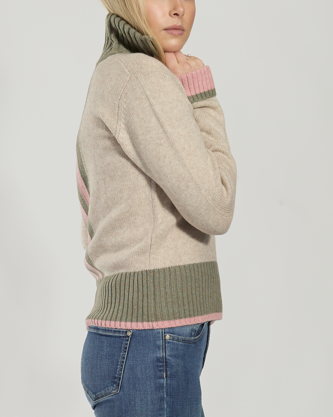 Zip sand/oliven/rosa