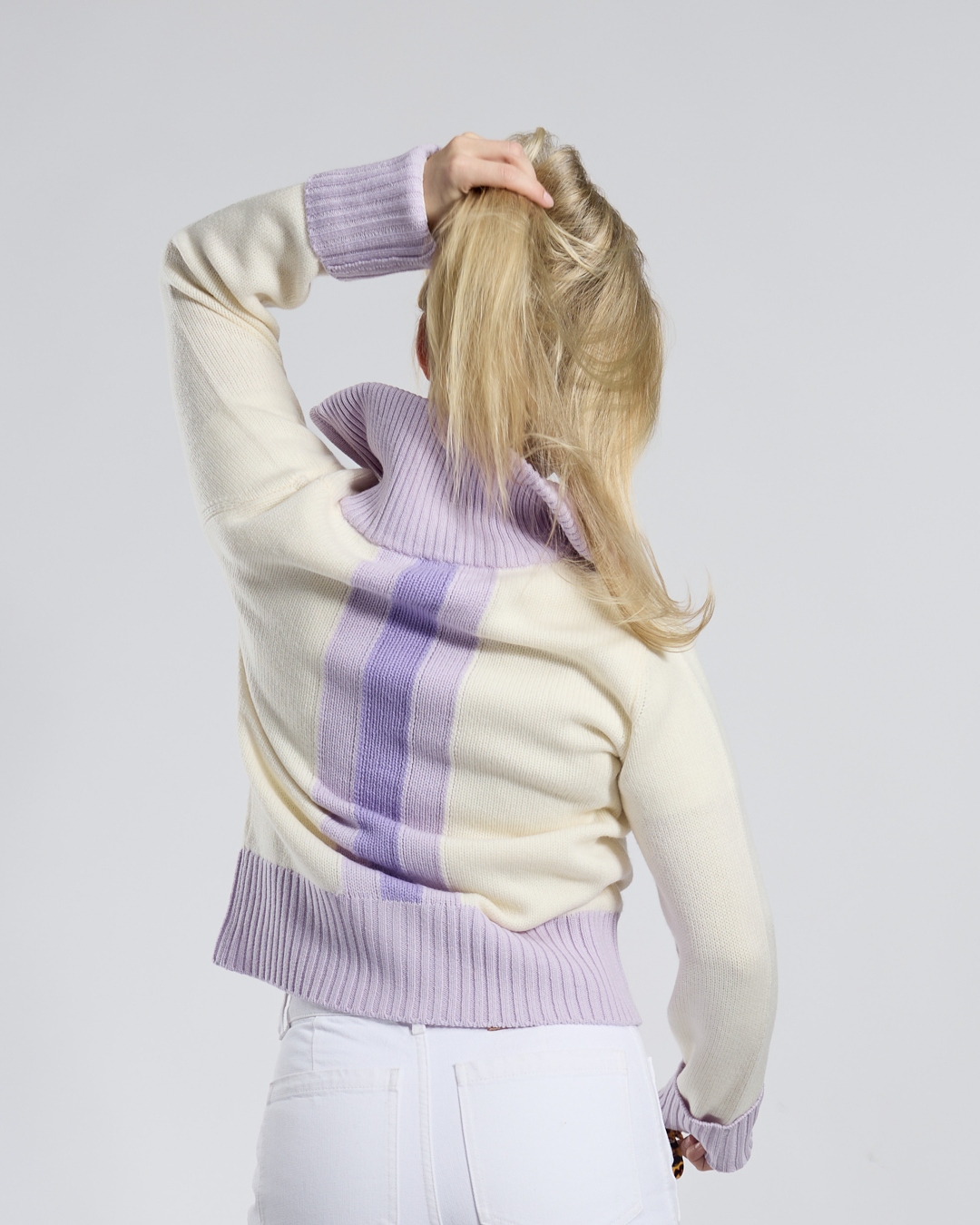 Contrast cardigan Off-white/light lavender