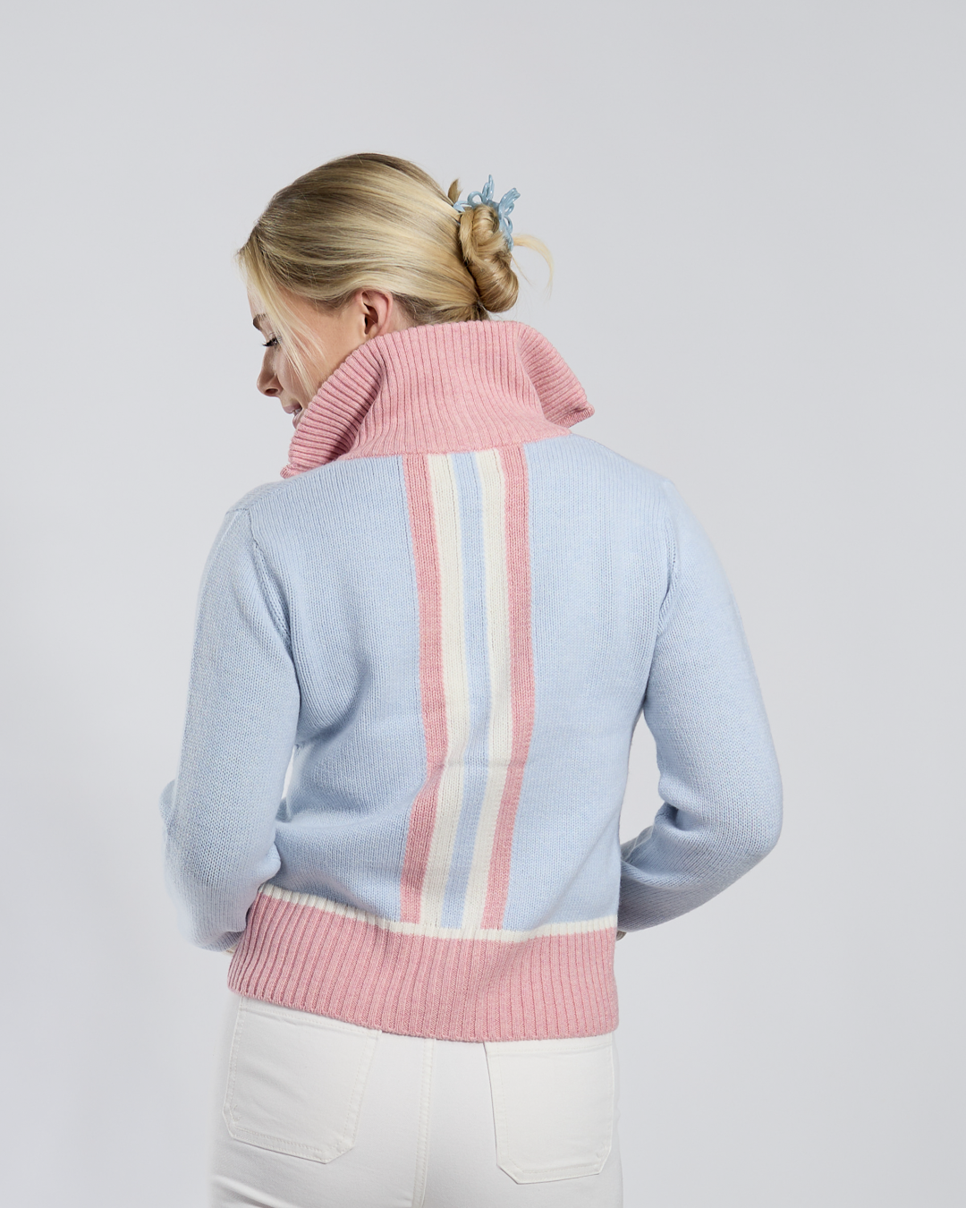 Contrast cardigan Lyseblå/rosa/offwhite