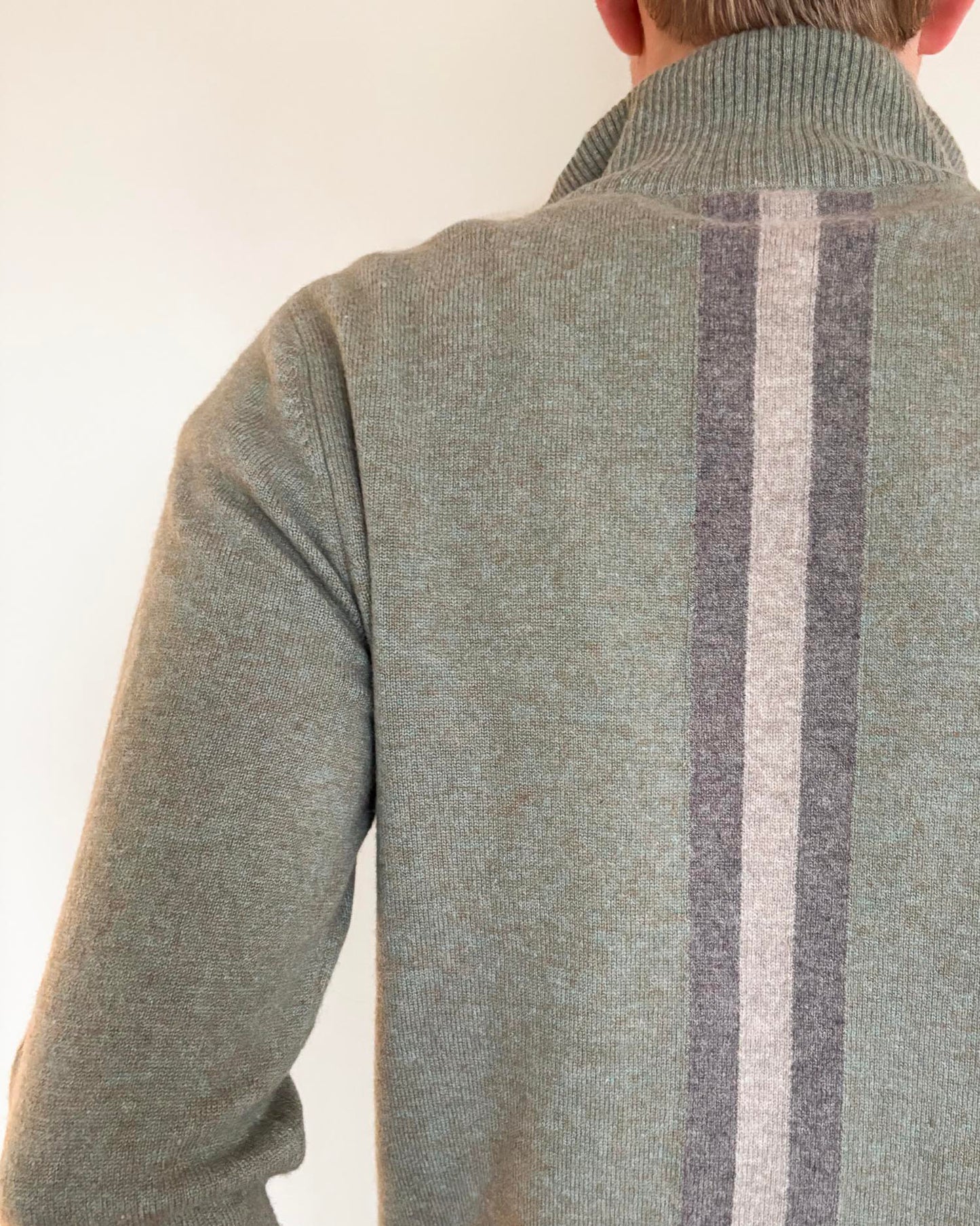 Christian half zip men's cashmere - light olive/sand