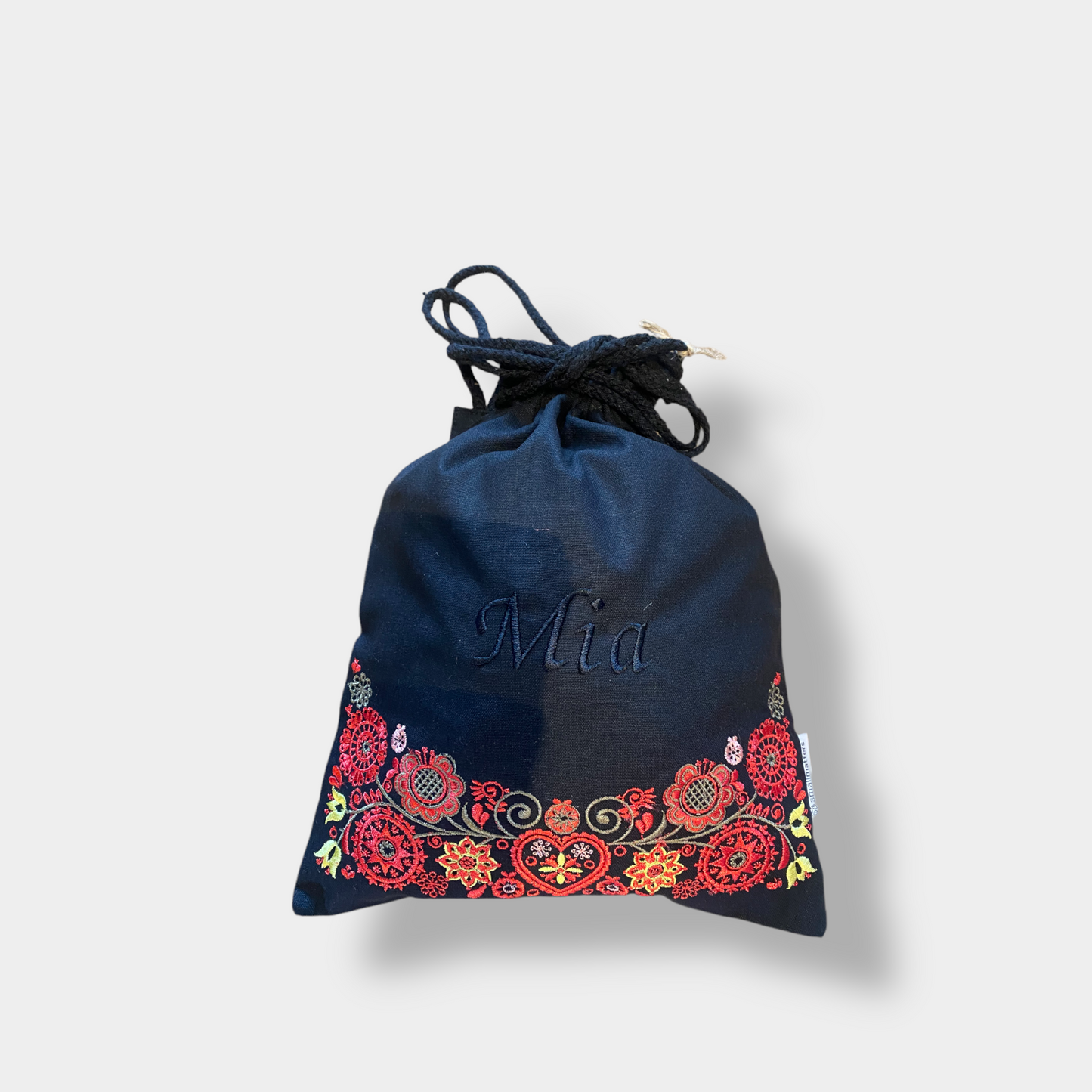 Oppbevaringspose svart - rød/grønn