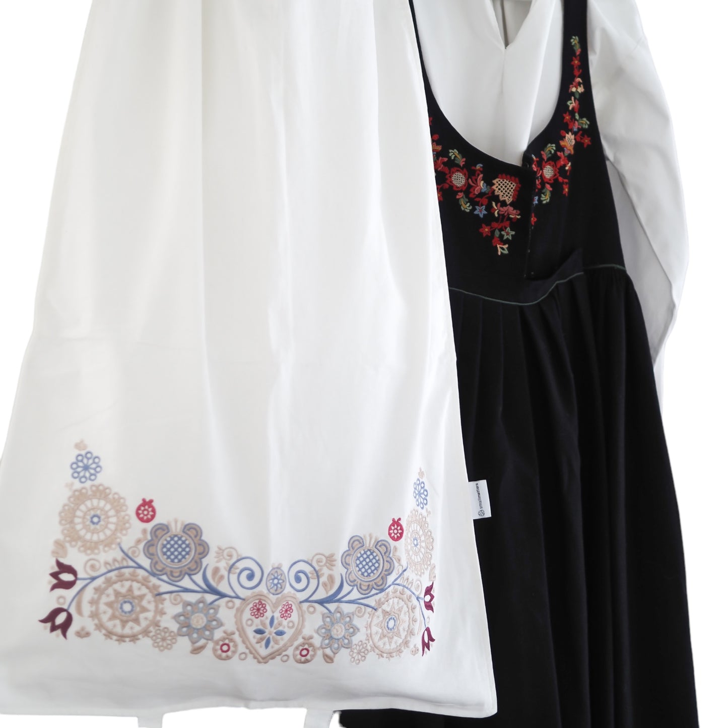 Bunadssett 3 poser i hvit - sand/pastell