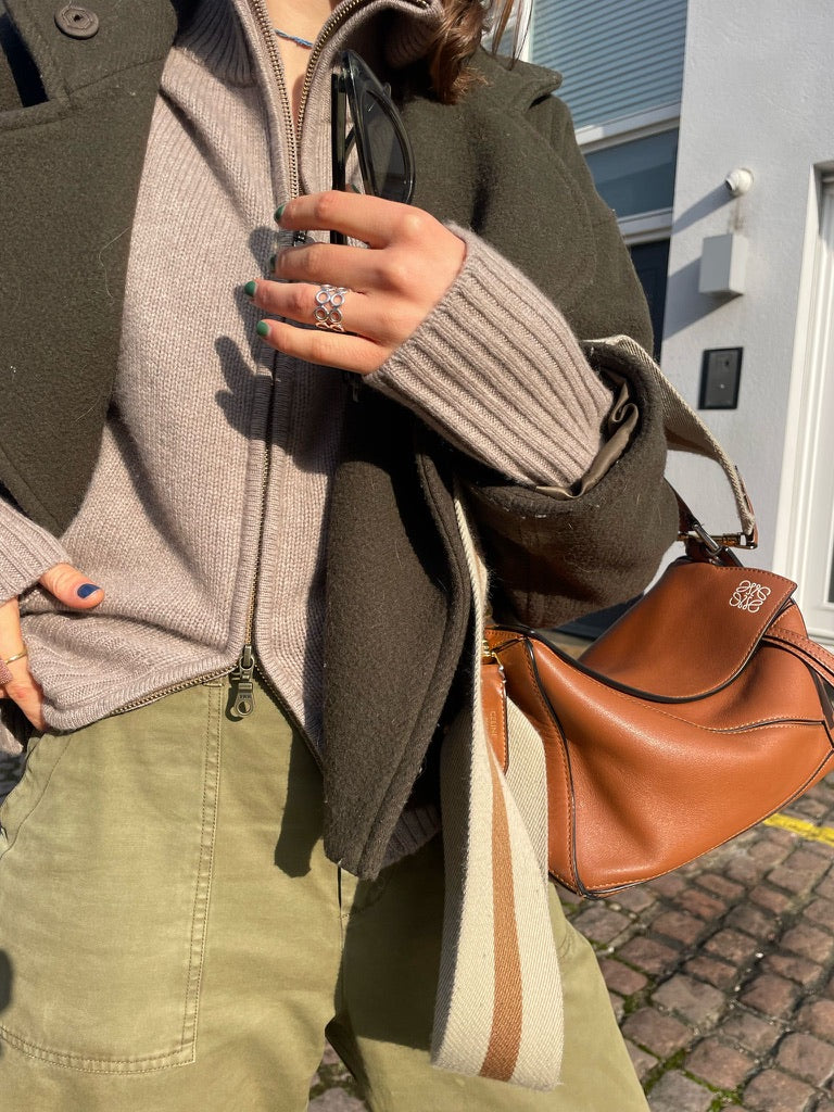 Contrast cardigan mørk sand / lyssand