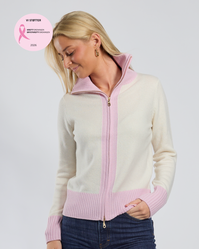 Kashmir cardigan offwhite/rosa