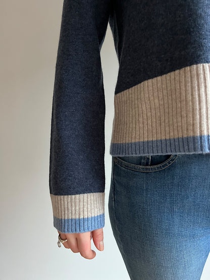 Vilma hoodie Navy/light blue/sand