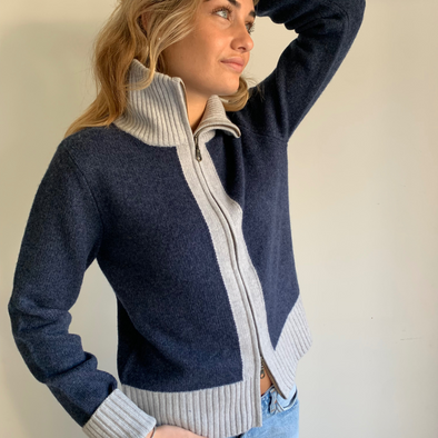 Contrast cardigan Navy / lyseblå