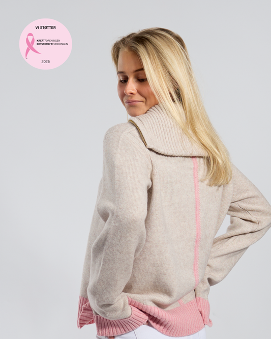Poppy oversized zip sand/rosa