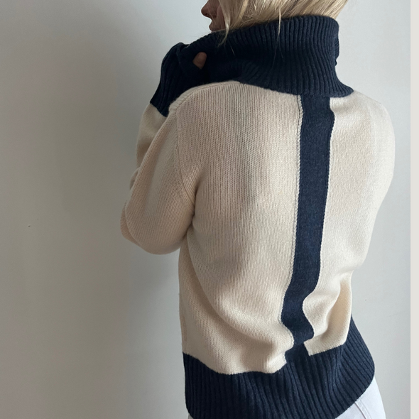 Contrast cardigan Offwhite/Navy