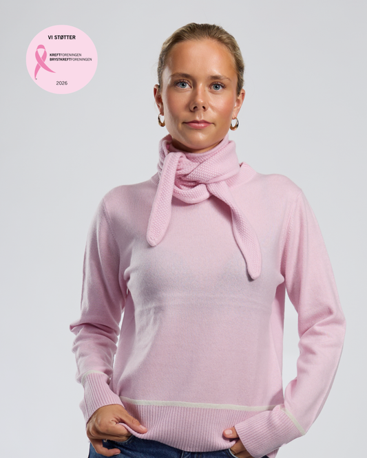 Nicky round neck kashmir - rosa/off-white