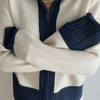 Contrast cardigan Offwhite/Navy