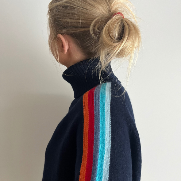 New Rollneck jumper - Navy / Rainbow