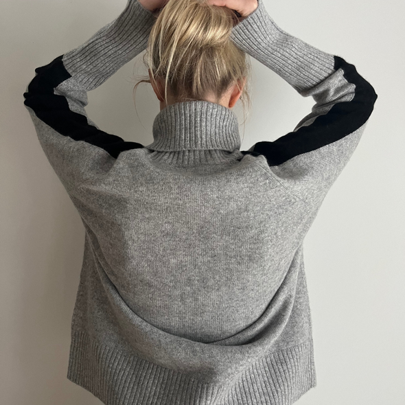 New Rollneck jumper - Grå melange / Svart