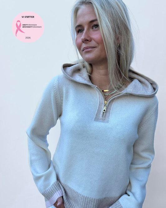 Vilma hettegenser Offwhite/sand/lyserosa