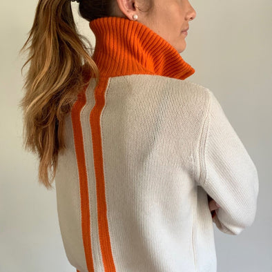 Contrast cardigan Offwhite / Oransje