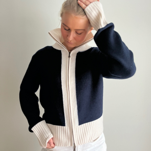 Contrast cardigan Navy / Offwhite