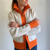 Contrast cardigan Offwhite / Oransje