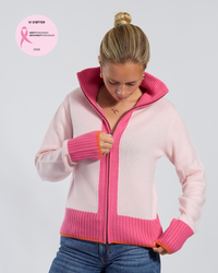 Contrast cardigan lyserosa/rosa/oransje