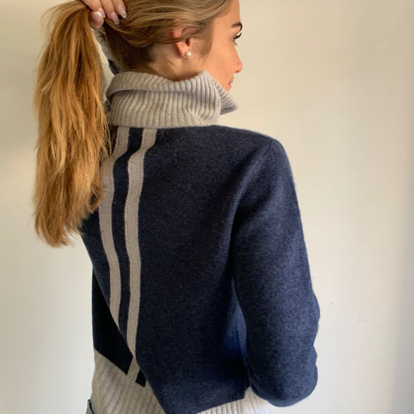 Contrast cardigan Navy / lyseblå