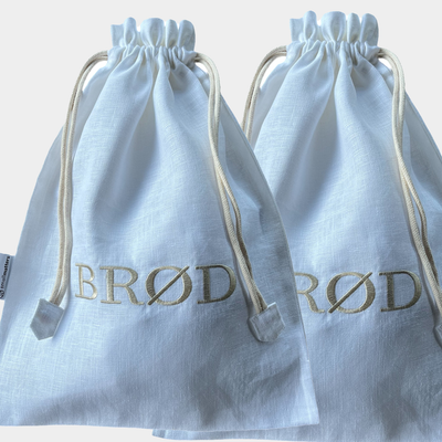Brødpose - 2 brødposer Offwhite med sand broderi