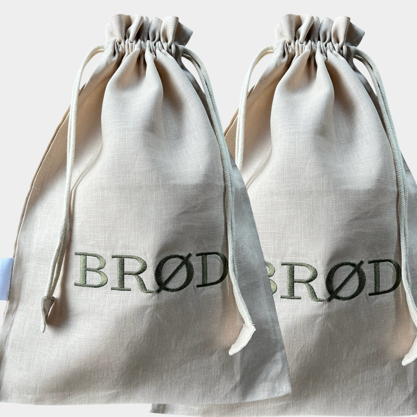 Brødpose - 2 brødposer Sand med grønt broderi