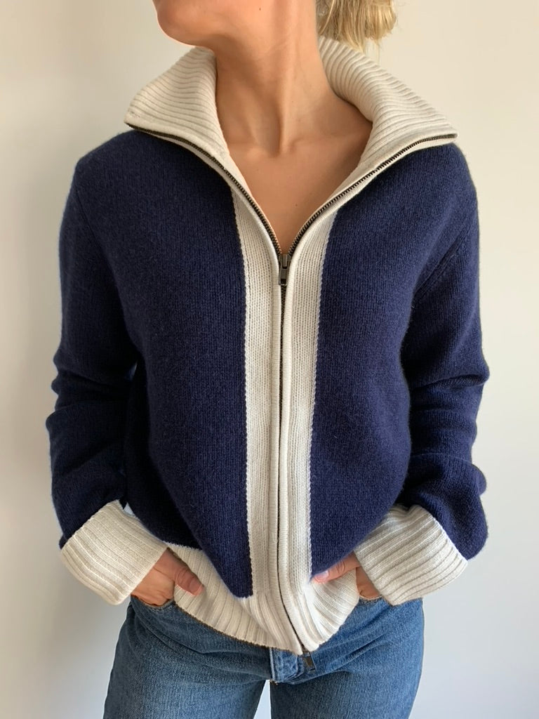 Contrast cardigan Navy / Offwhite