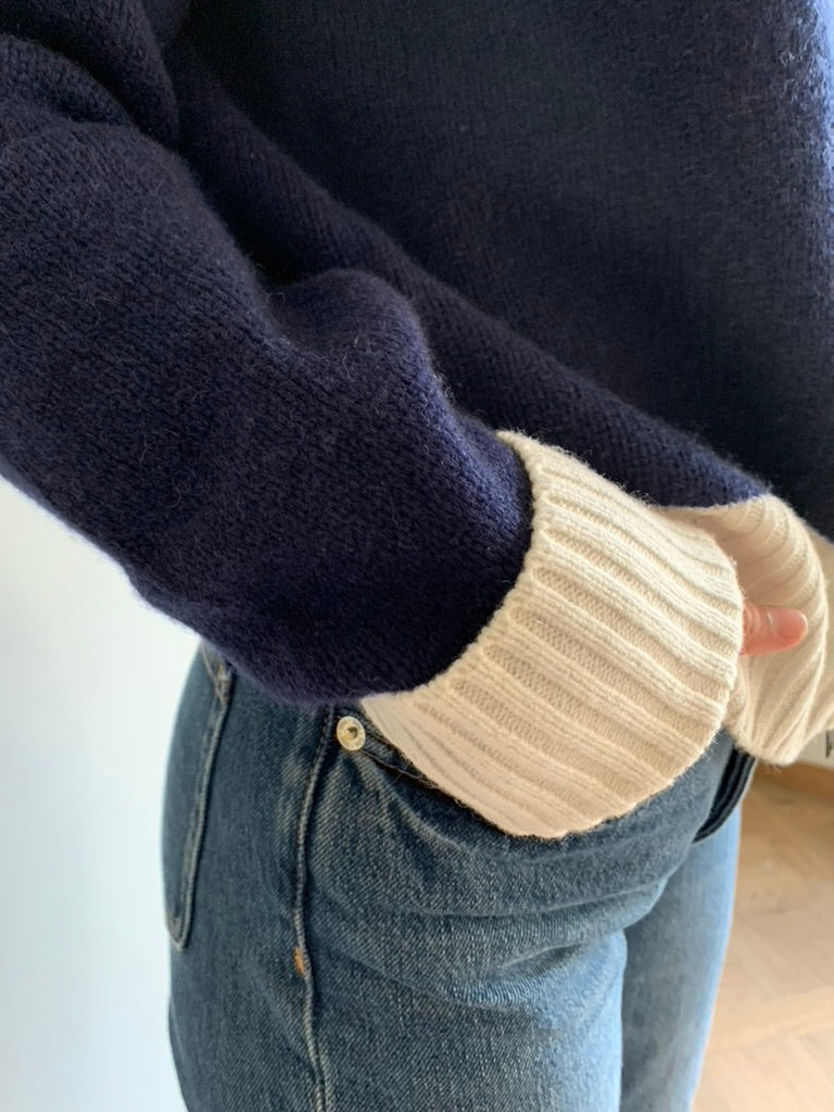 Contrast cardigan Navy / Offwhite