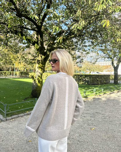 Gilli round neck cashmere - Sand/light sand/light pink 