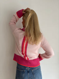 Contrast cardigan Lyserosa/rosa/oransje