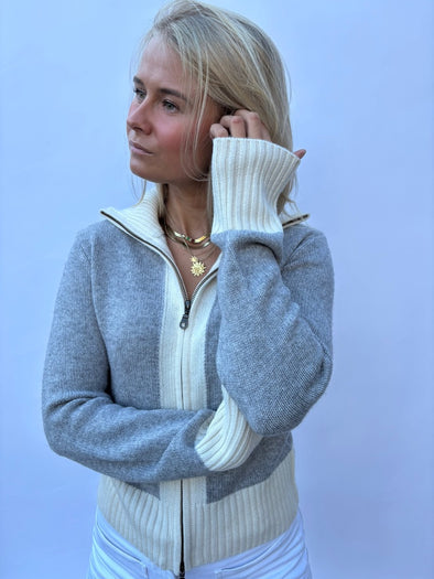 Contrast cardigan Grå/offwhite