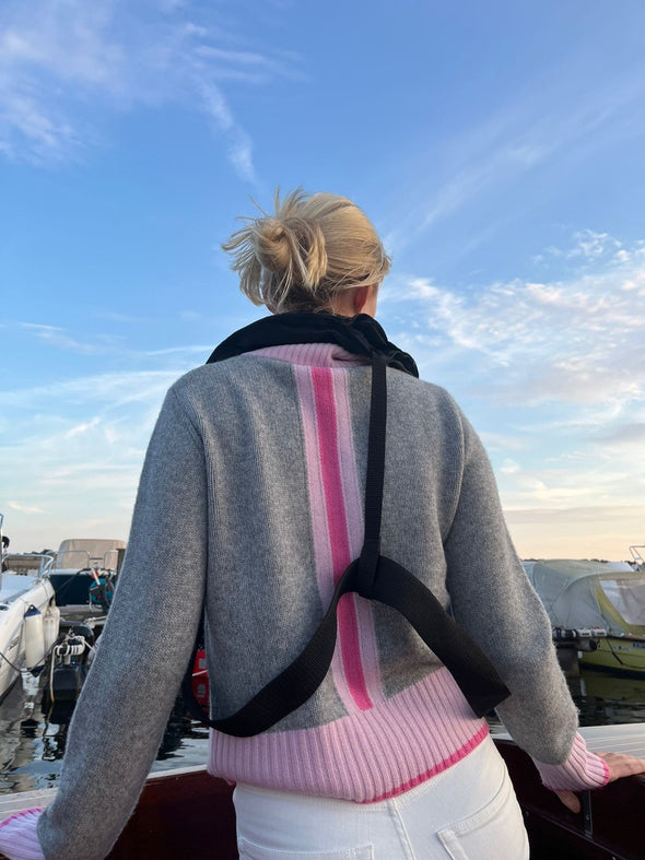 Contrast cardigan Grå/rosa/lyserosa