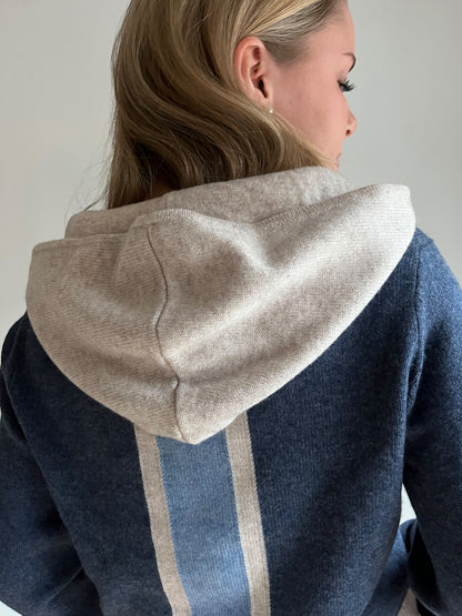 Vilma hoodie Navy/light blue/sand
