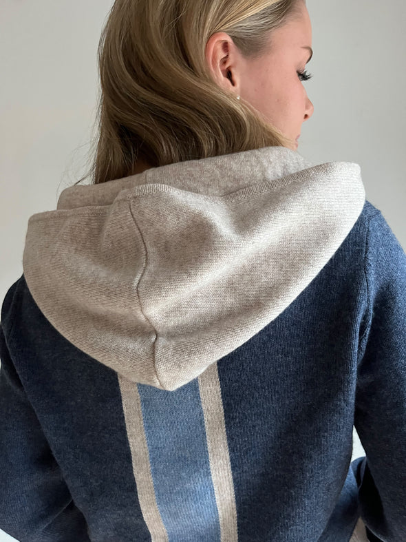 Vilma hettegenser Navy/lyseblå/sand