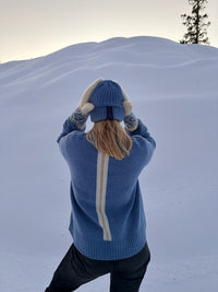 Gilli round neck kashmir - Denimblå/lyssand/sand