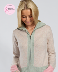 Contrast cardigan Sand/lys oliven/rosa
