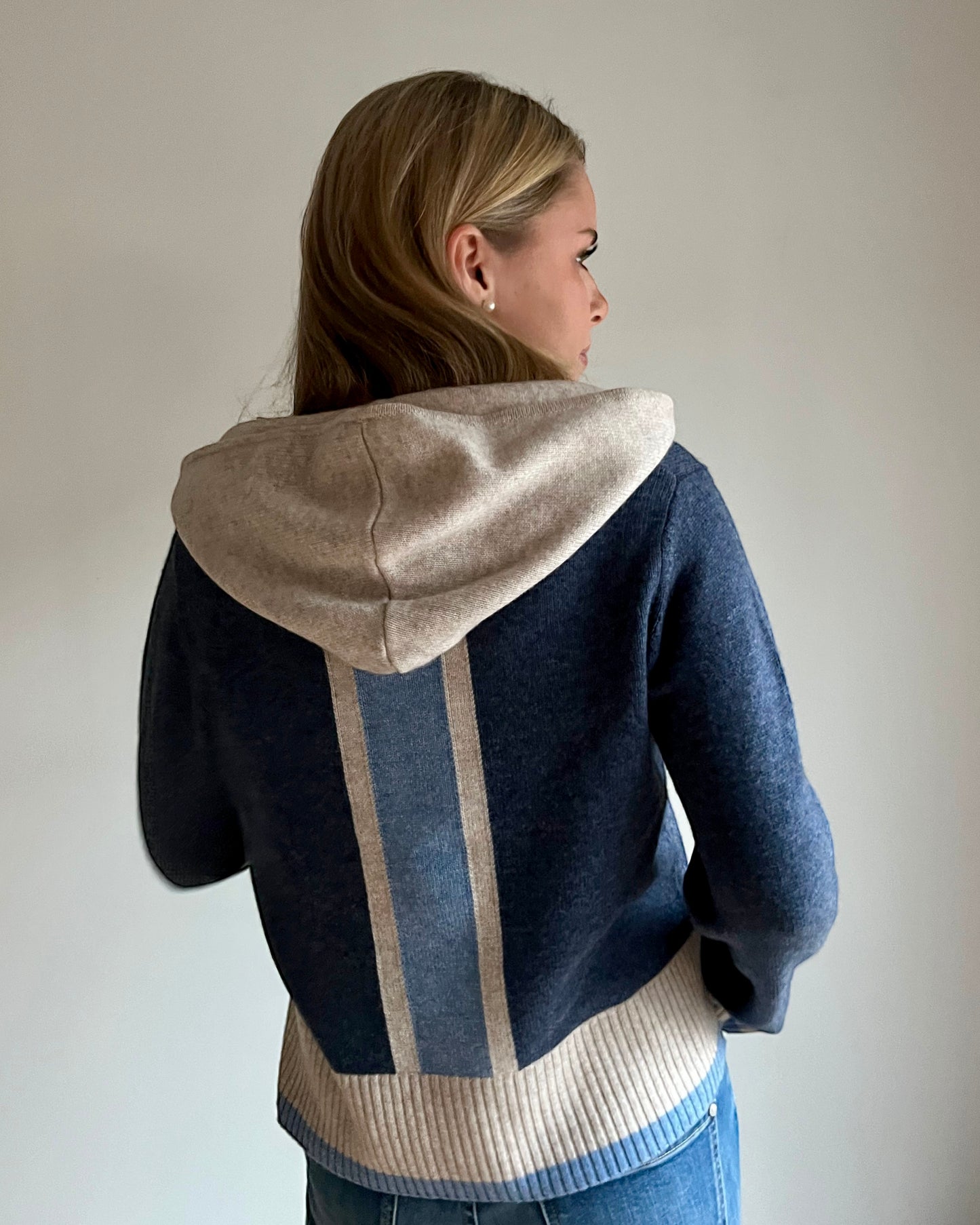 Vilma hoodie Navy/light blue/sand