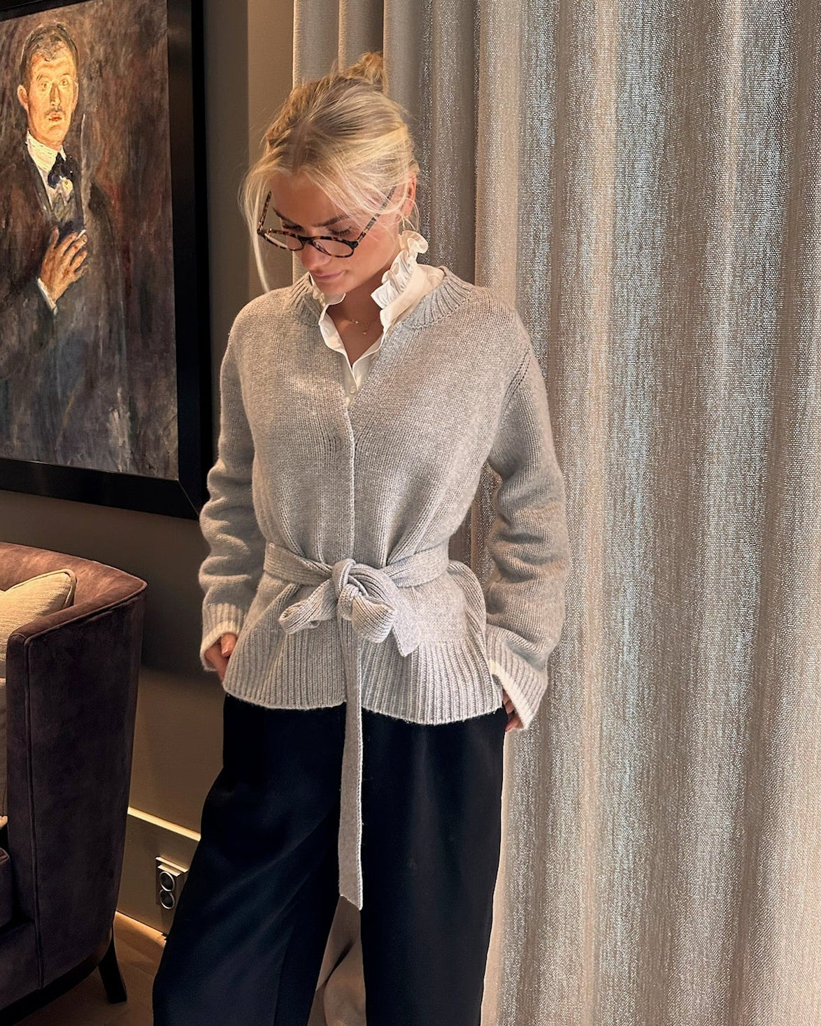 Floor cardigan grå/offwhite