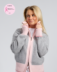 Contrast cardigan Lysgrå/lysrosa/rosa