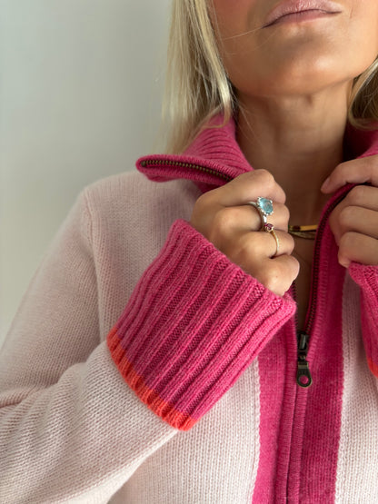 Contrast cardigan Lyserosa/rosa/oransje