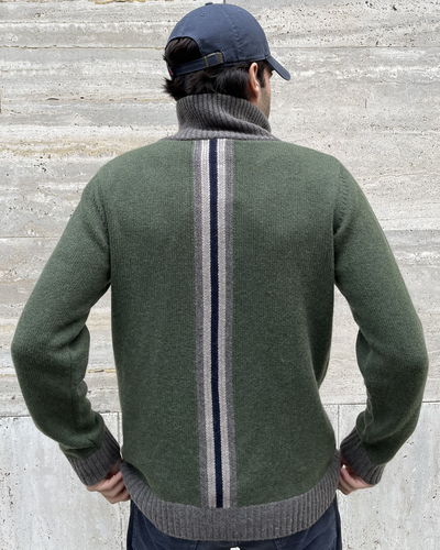 August Cardigan - Oliven / sandfarger