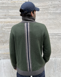 August Cardigan - Oliven / sandfarger
