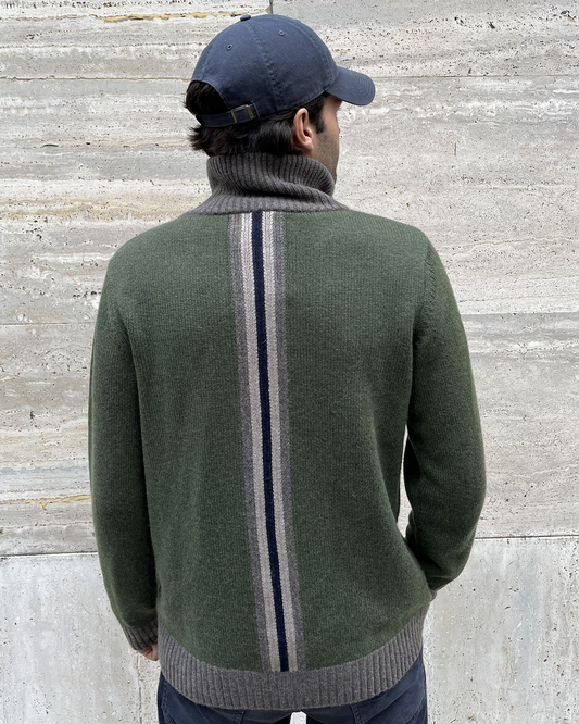 August Cardigan - Oliven / sandfarger