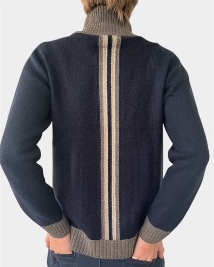 August Cardigan - Navy / sandfarger