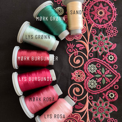 Skopose svart - burgunder/rosa/grønn