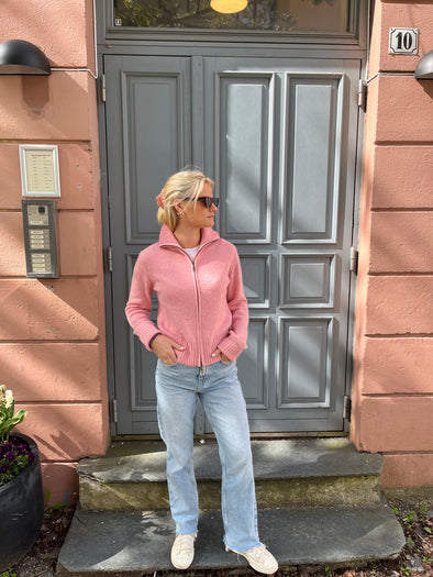 Contrast cardigan Rosa melange / Offwhite