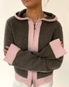 Celeste hood cardigan Mørk brun/sand/lyserosa - KAN FORHÅNDSBESTILLES NÅ