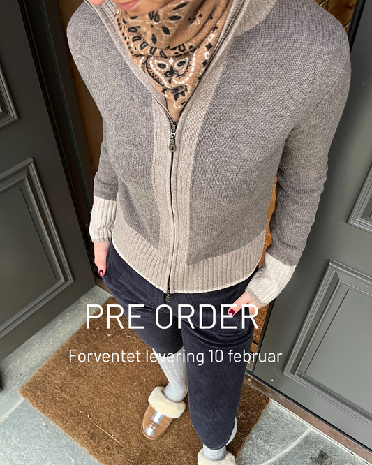 PRE ORDER Contrast cardigan Mørk brun/sand